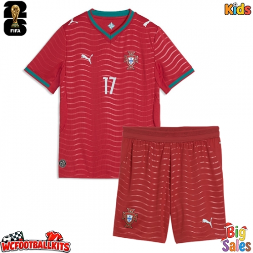 Portugal Rafael Leao #17 Replica Home Stadium Kit for Kids World Cup 2026 Short Sleeve (+ pants)